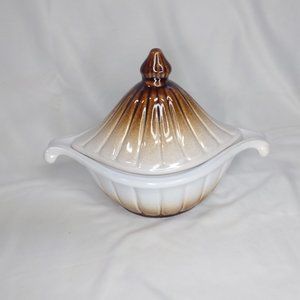 Vintage Haeger Pottery Soup Gravy Tureen Lidded Candy Nut Dish Handles Brown